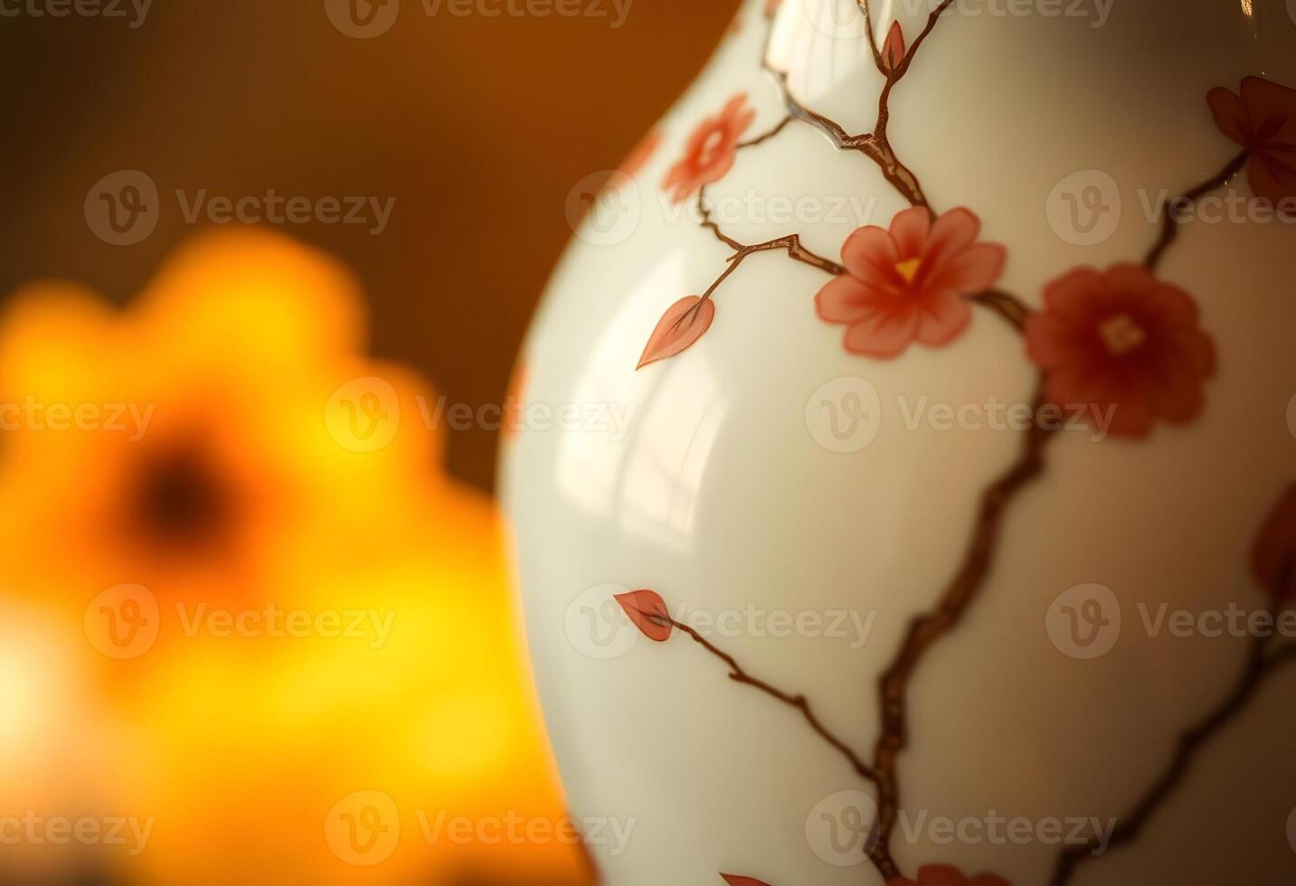 A close up of a vase with flowers photo