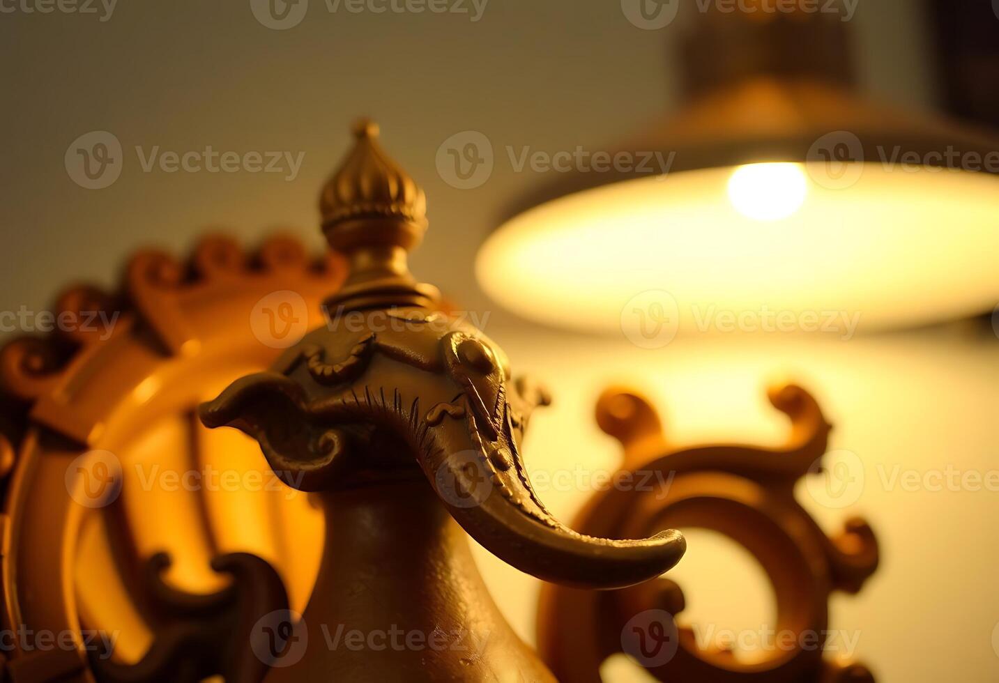 close up of an elephant head on a table photo