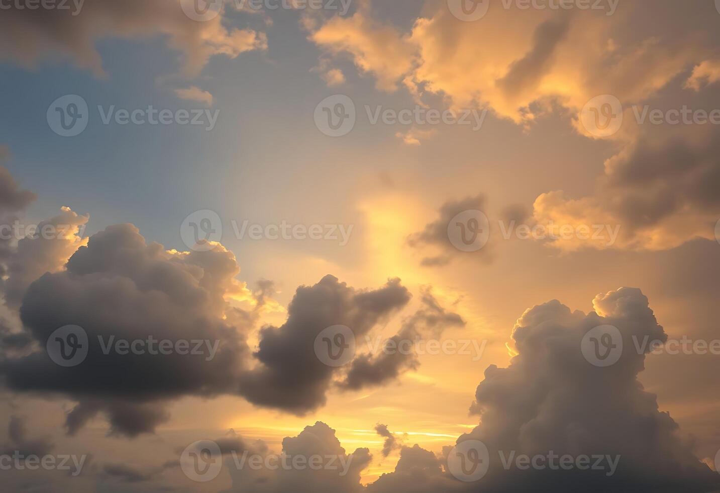 A sunset with clouds in the sky photo