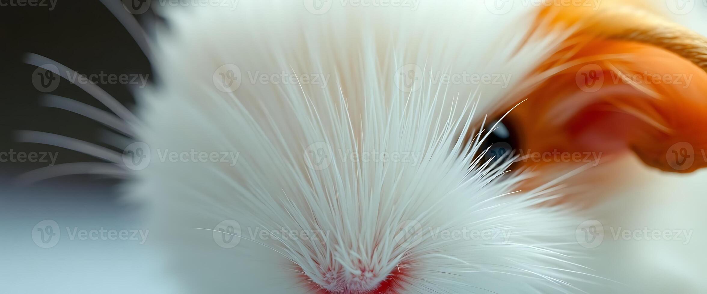 A close up of a white guinea pig with orange ears photo