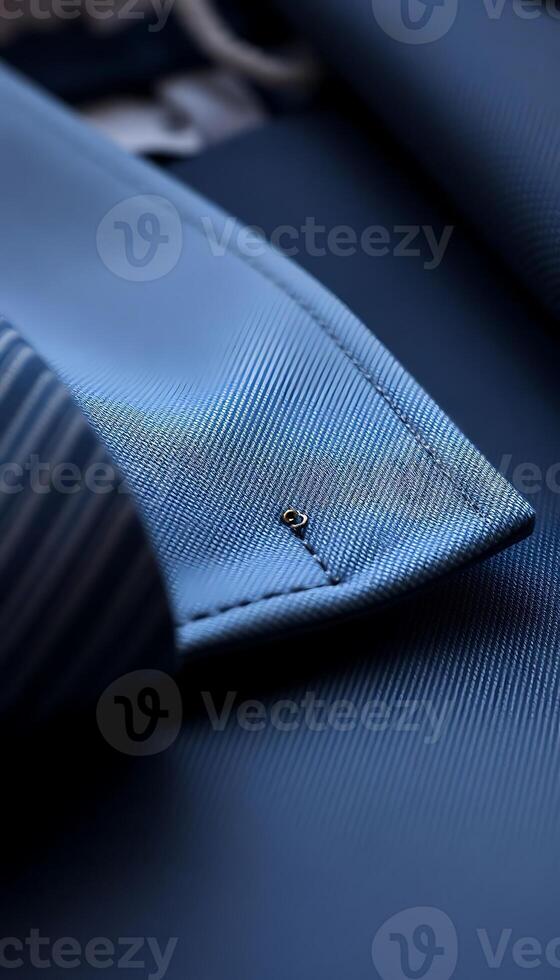 close up of a blue shirt and tie photo