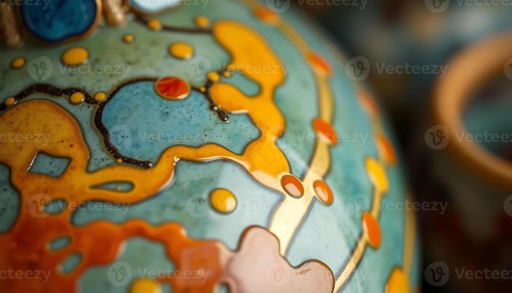 close up of a vase with a lot of paint on it photo