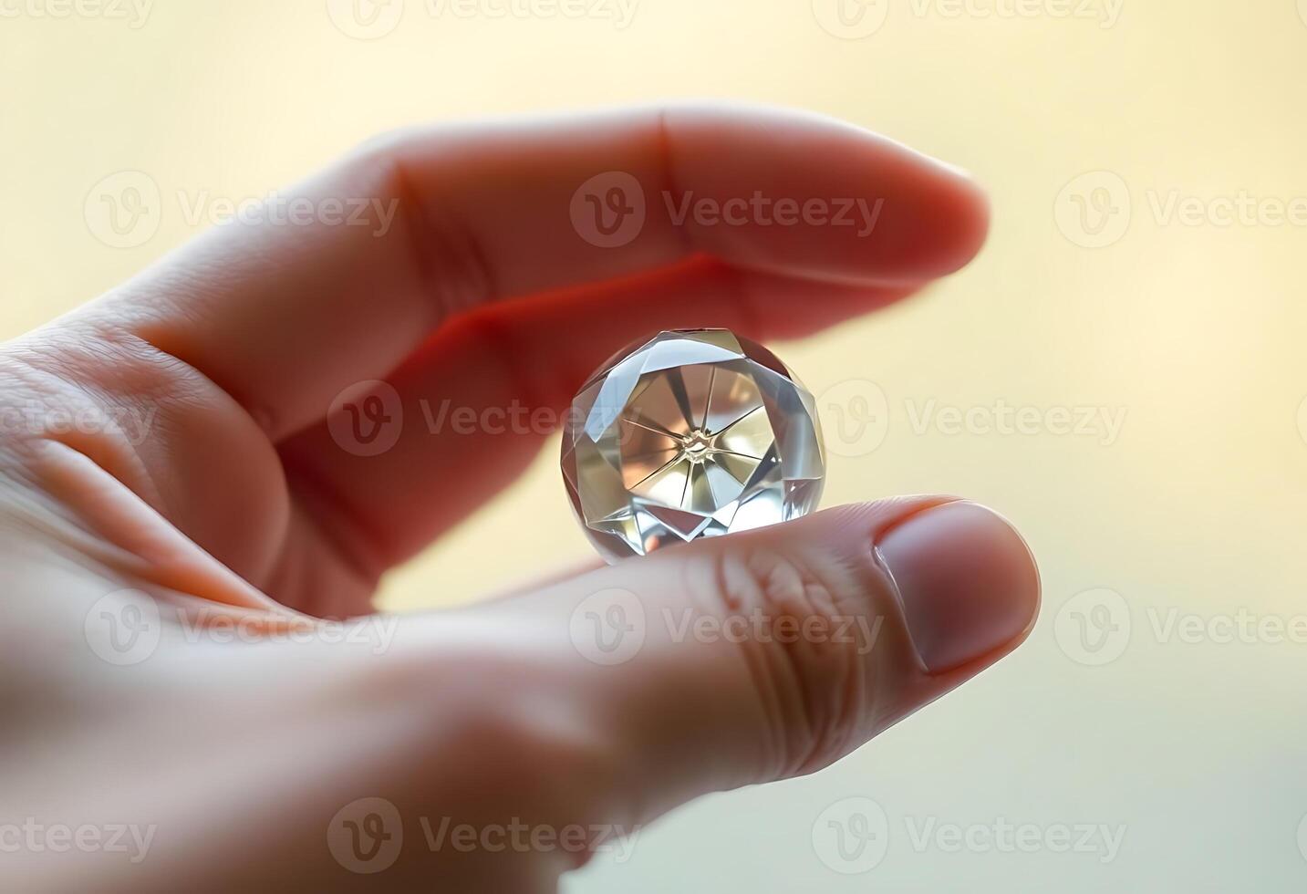 person holding a small diamond in their hand photo