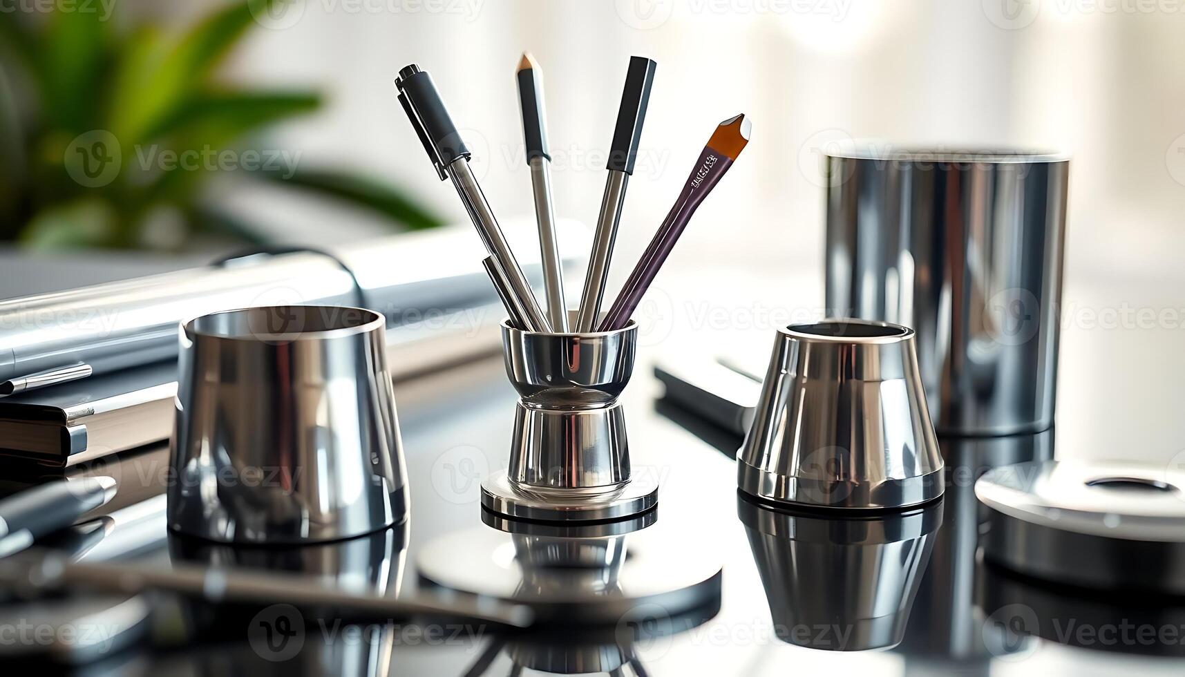 close up of a table with a cup and cups photo