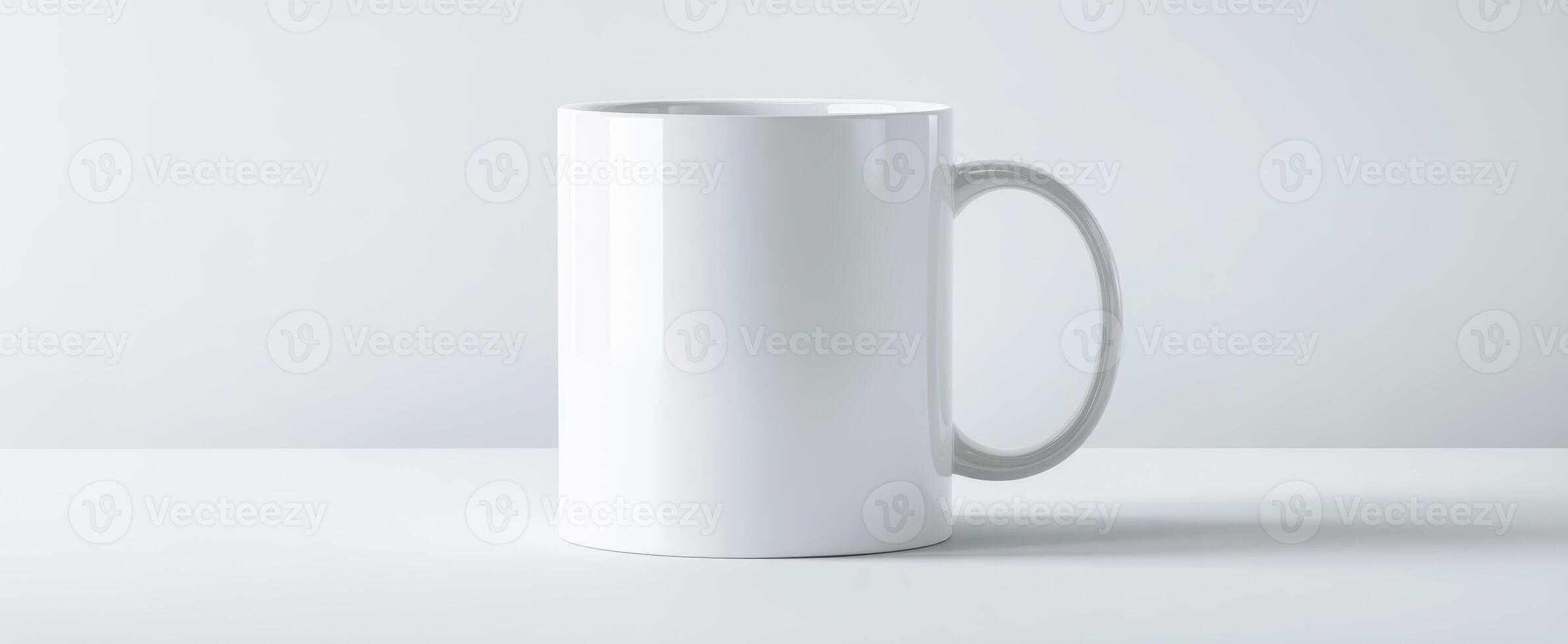 The White Mug on a Clean Minimalist Surface for Branding Purposes photo