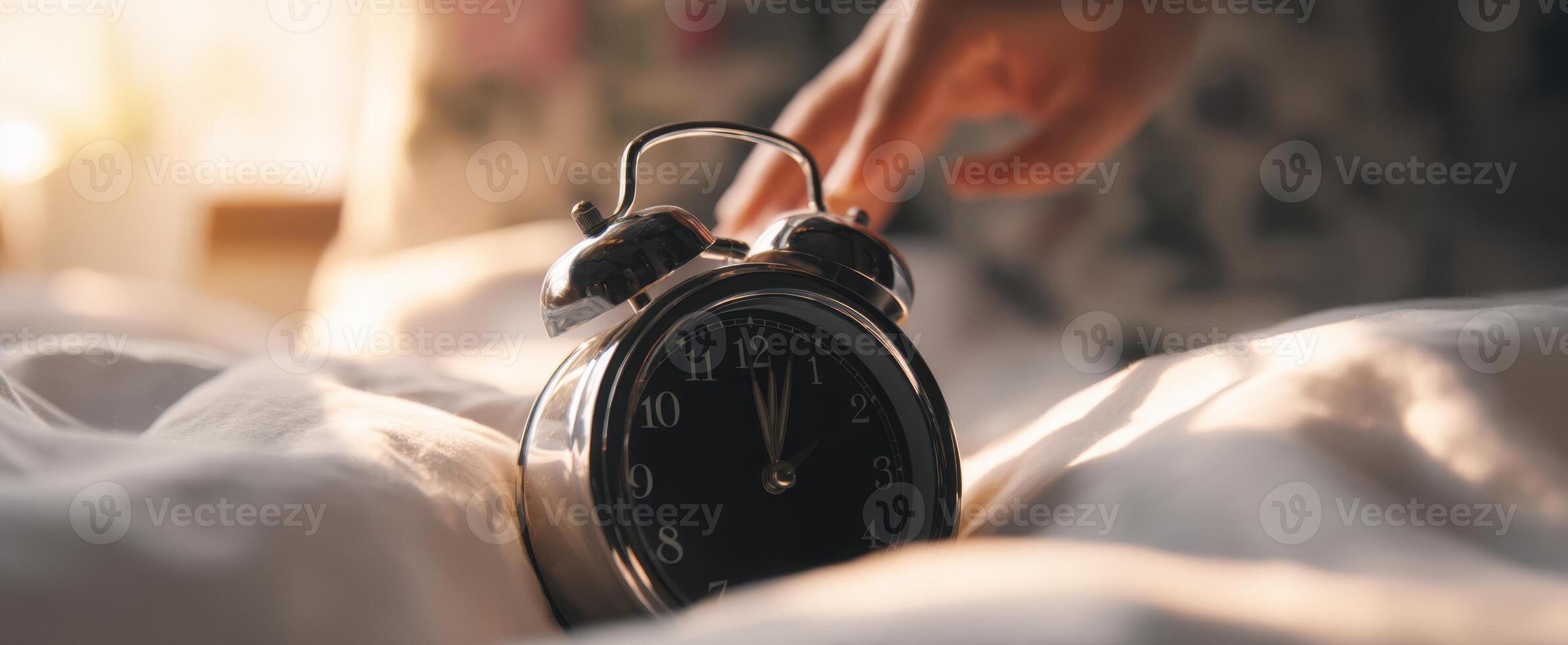 The elegant alarm clock reminding you to wake up gently in the morning light. photo