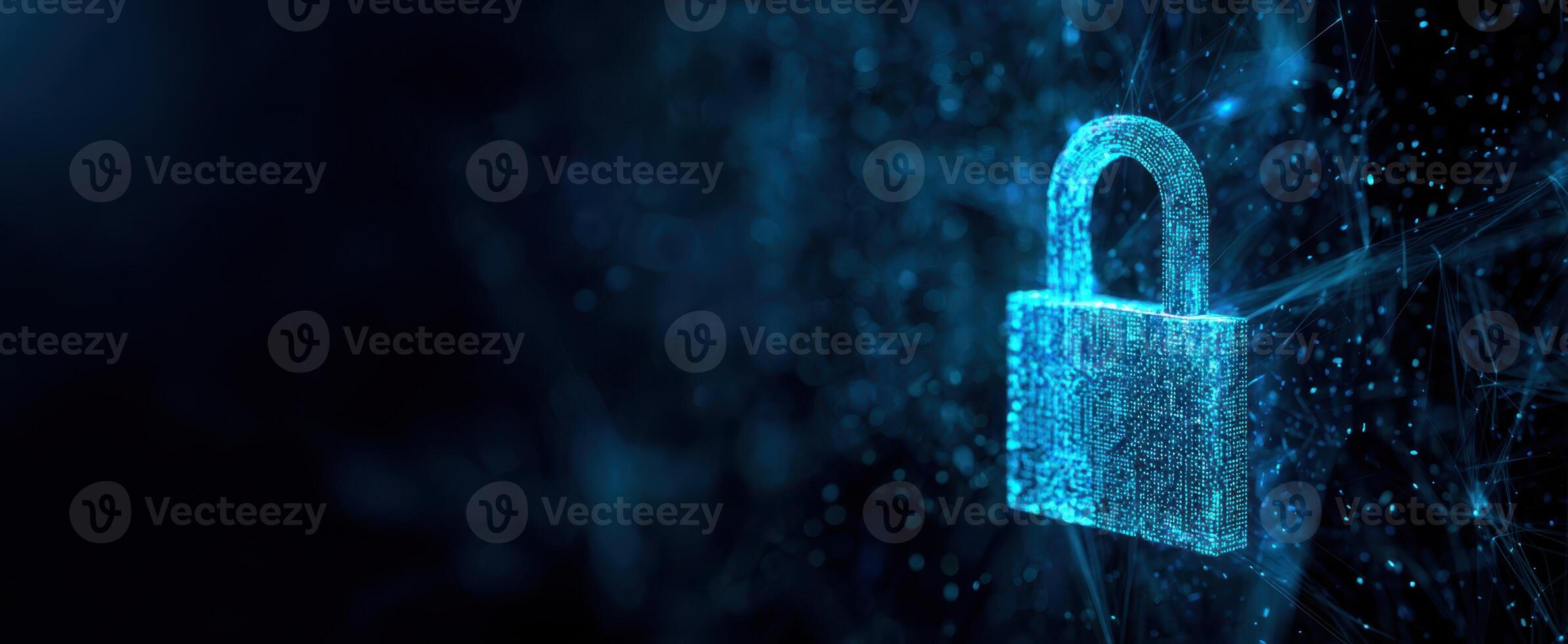 The futuristic digital lock symbolizing advanced cybersecurity and data protection. photo