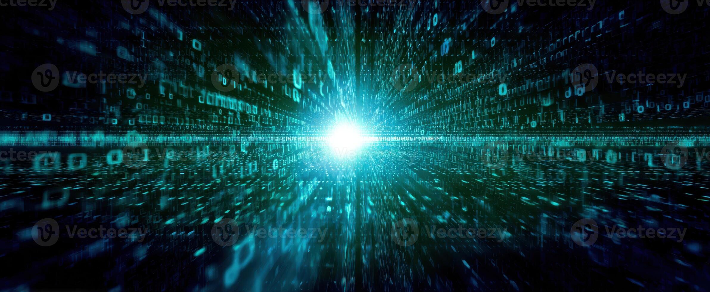 The abstract representation of digital data flow in a futuristic environment. photo