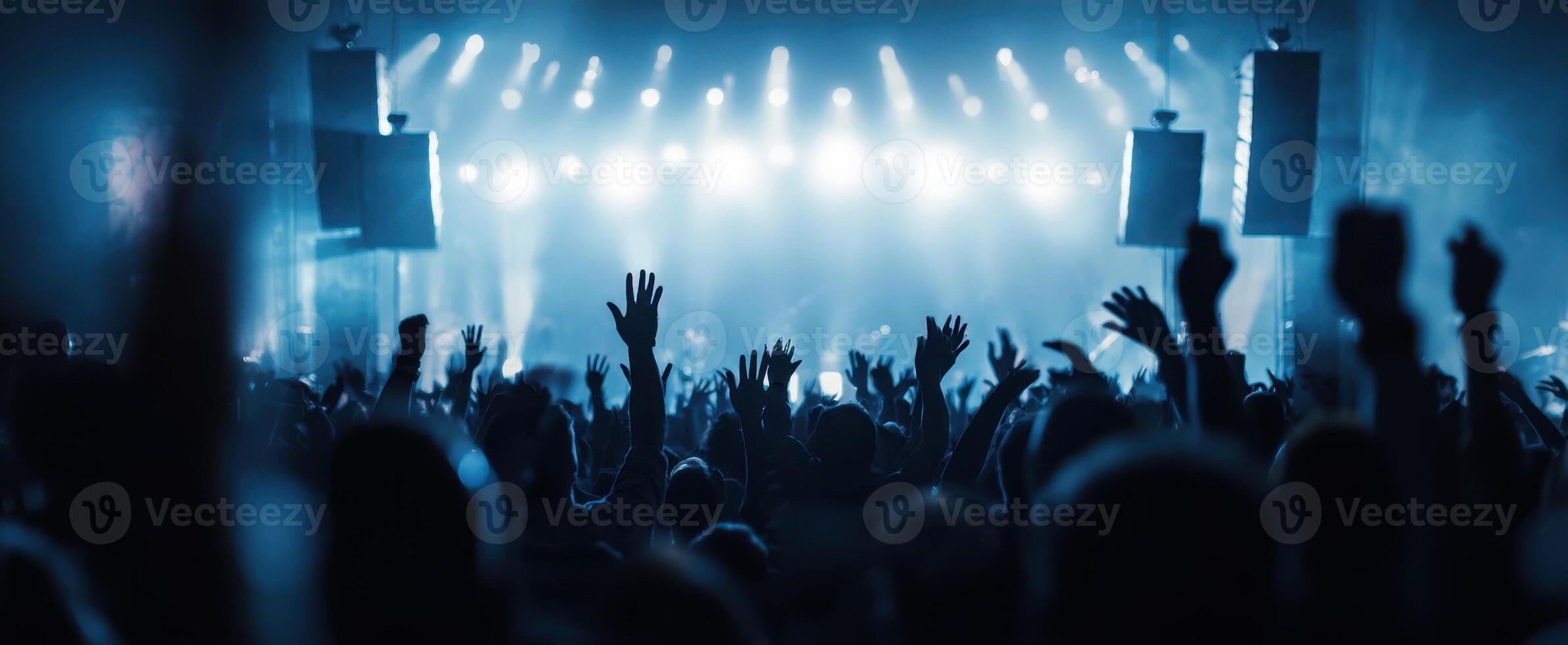 The Energetic Crowd at a Live Concert Under Bright Stage Lights photo