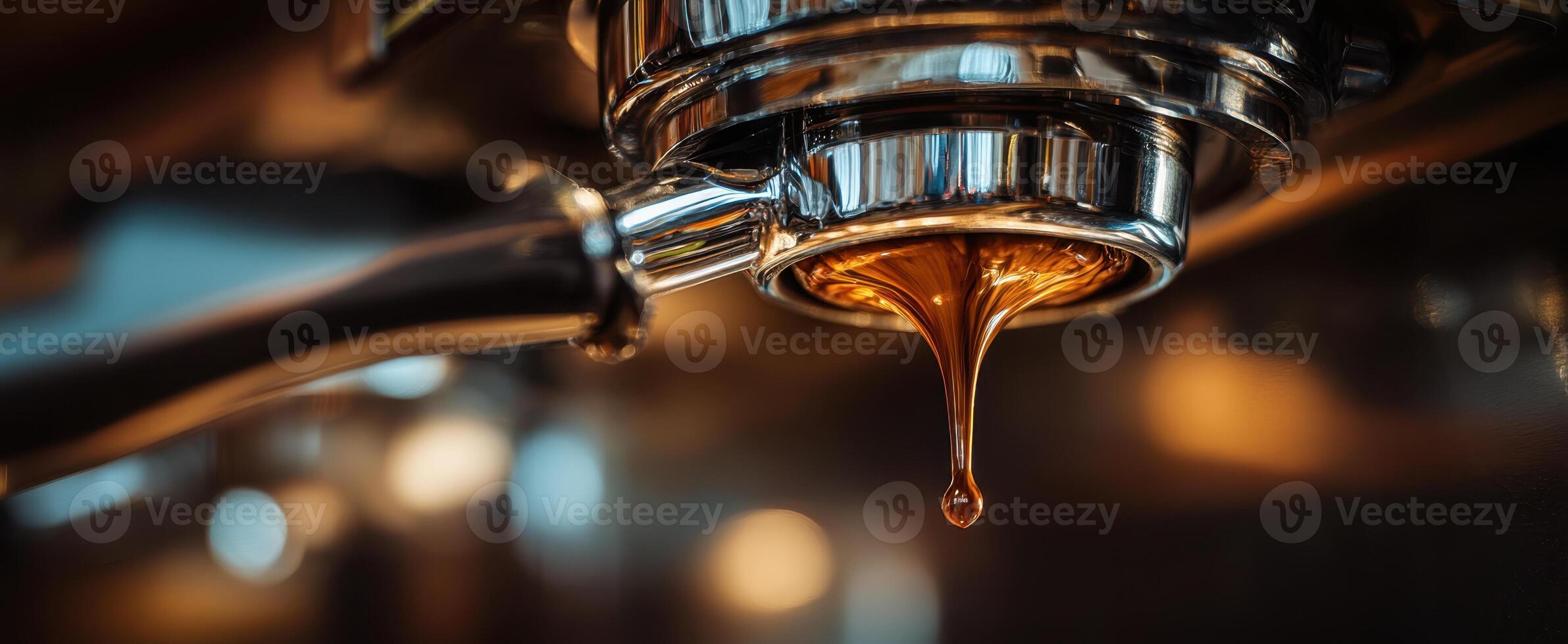 The espresso machine pouring a perfect shot of rich coffee. photo