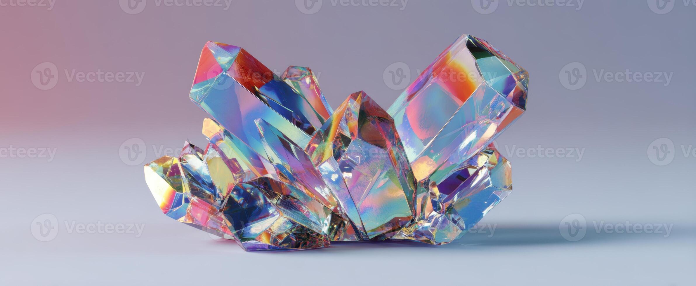 The Beautiful Rainbow Crystal Cluster Glimmering in Soft Light photo