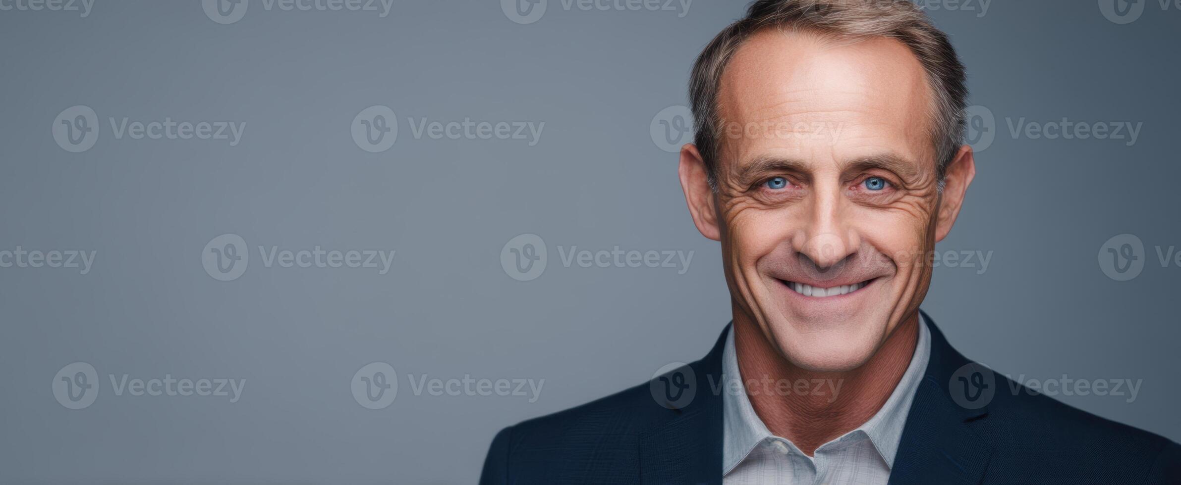 The confident businessman exuding positivity and professionalism in a serene atmosphere. photo