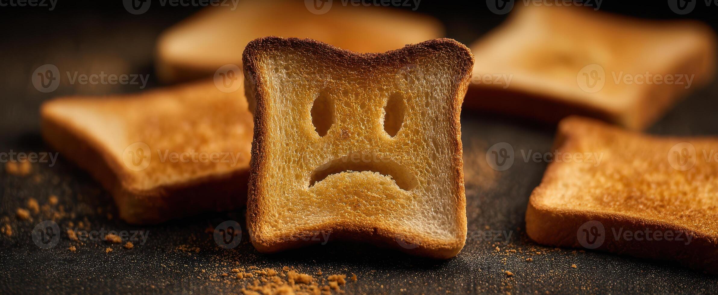 The Toast with a Sad Expression amongst Other Slices of Bread photo