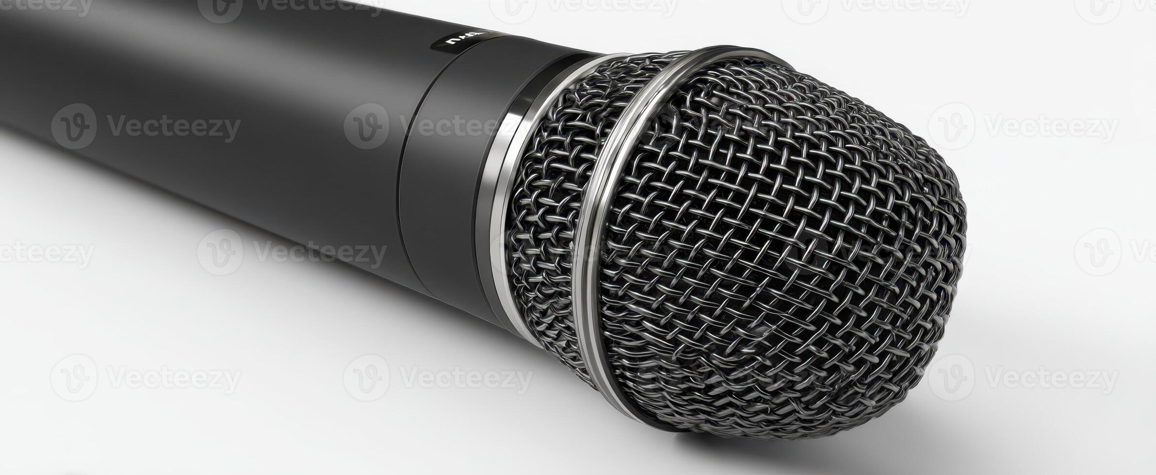 The dynamic black microphone with modern design for performances and recordings. photo