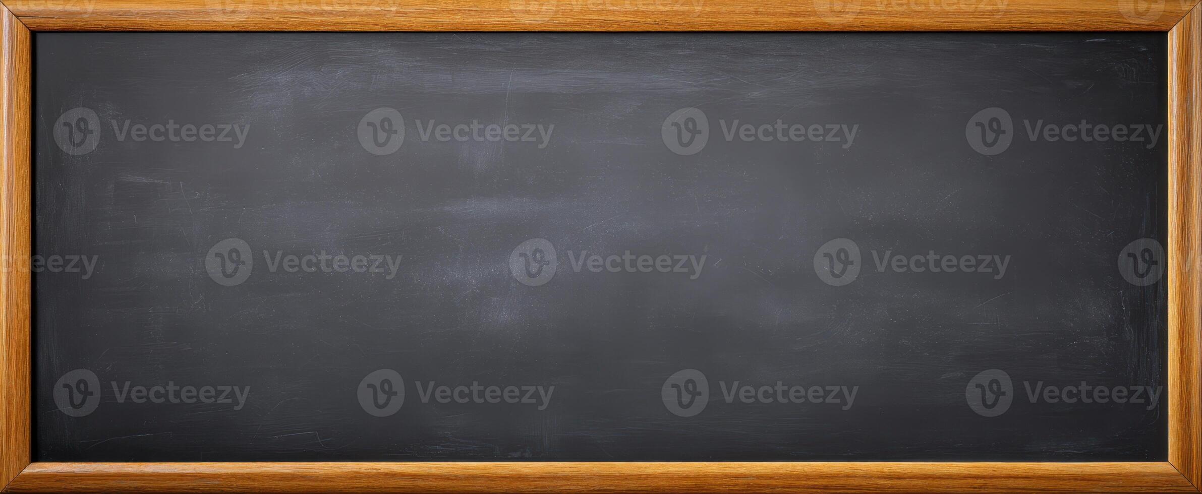 The empty blackboard framed in wood ready for educational use. photo
