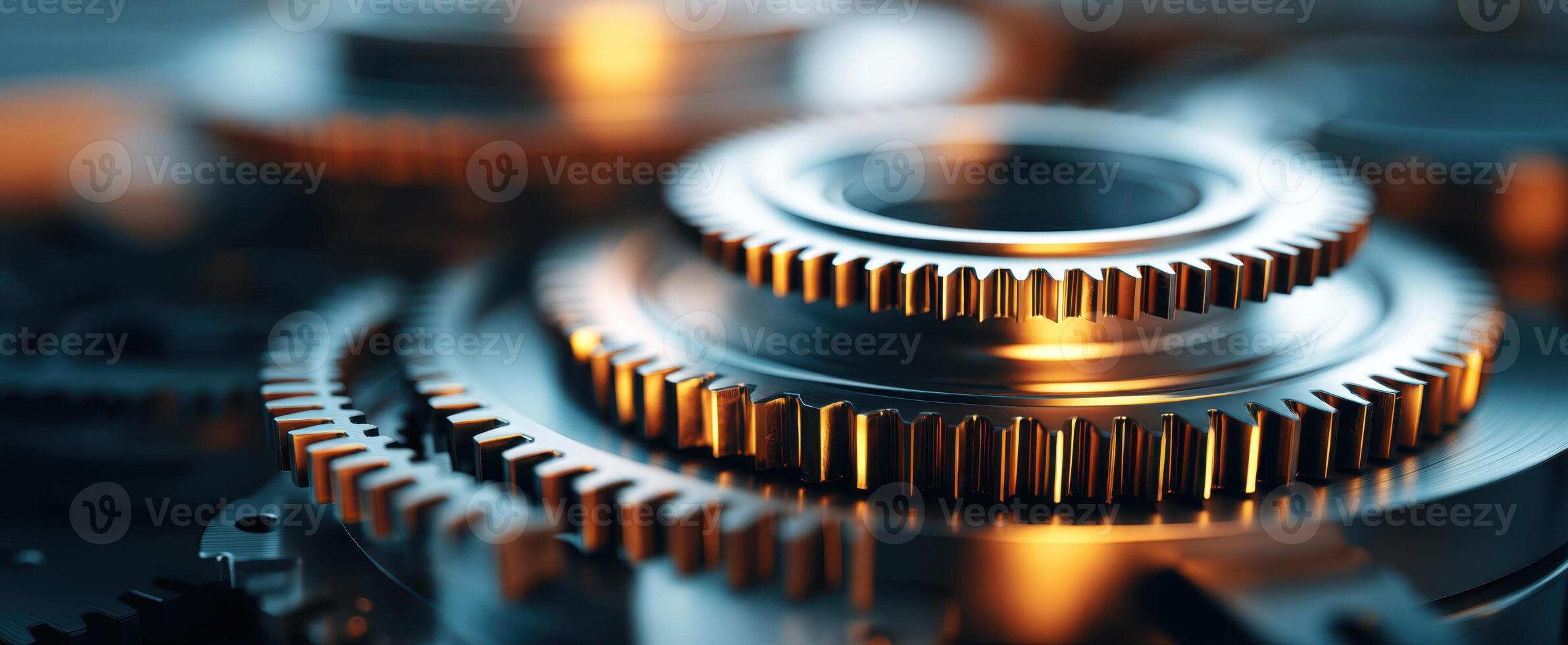 The intricate design of metallic gears in a mechanical assembly photo
