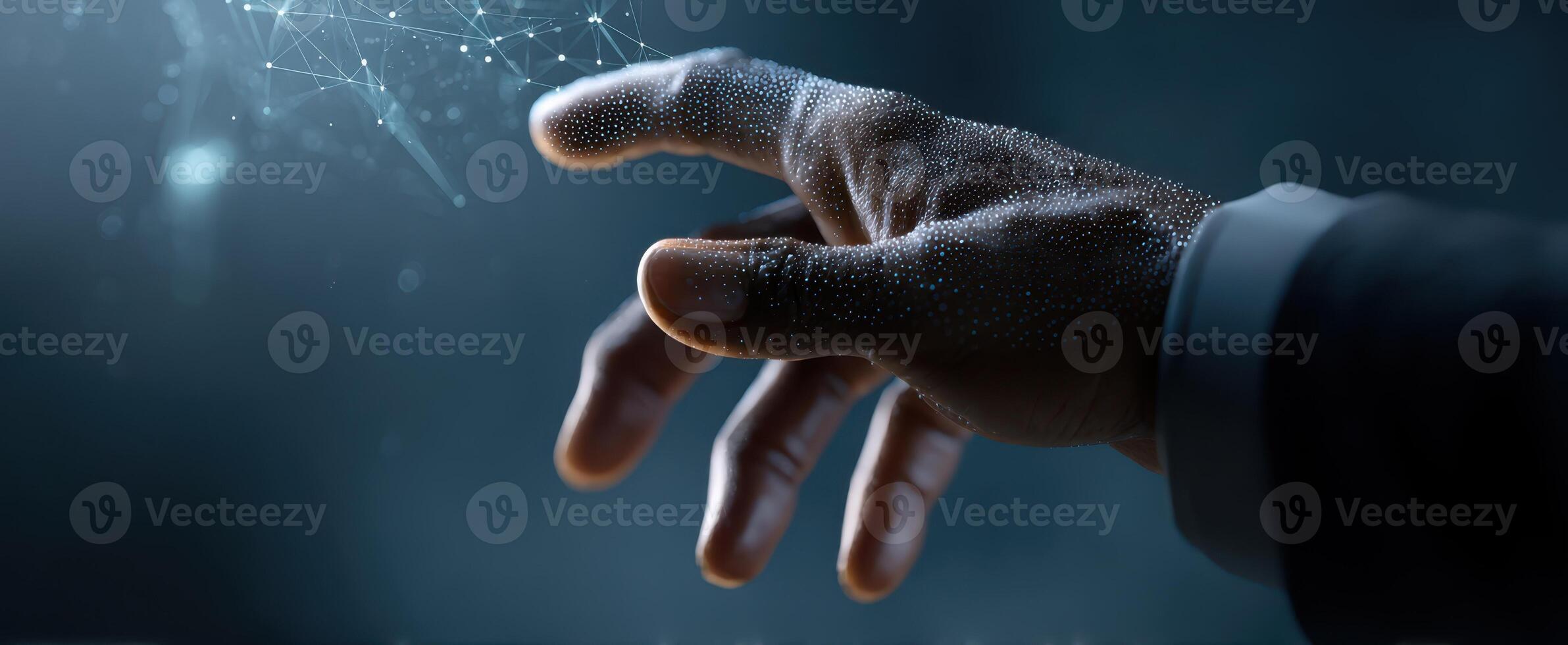 The Hand Reaching for a Digital Connection in a Futuristic World photo