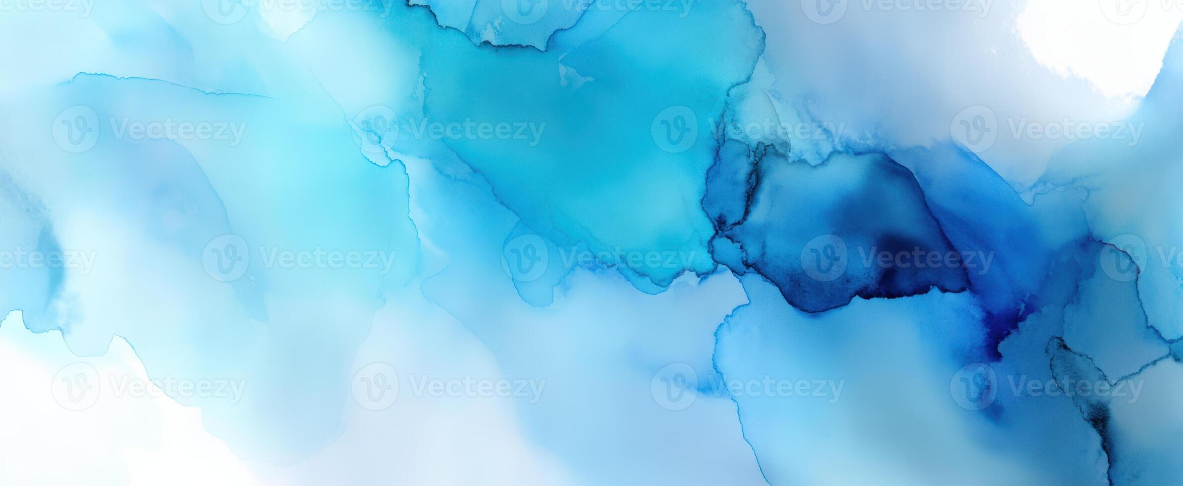 The ethereal flow of blue watercolor creating a serene abstract background. photo