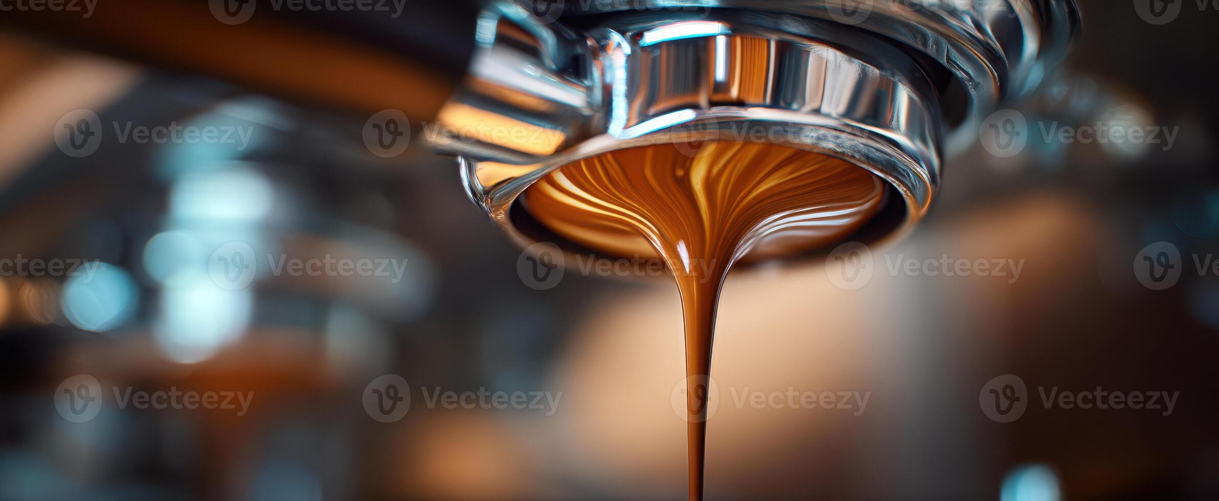 The espresso machine creating a rich stream of coffee for a perfect brew. photo