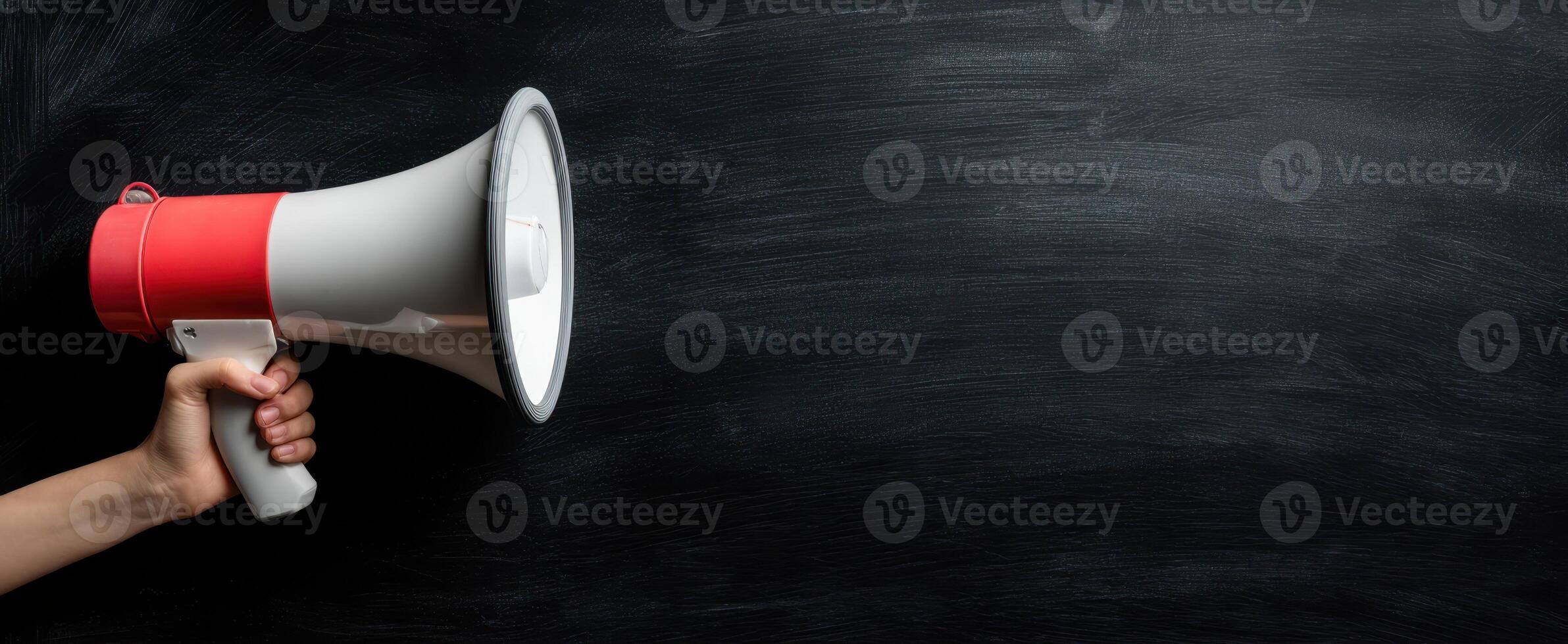 The megaphone representing powerful communication and influence in public speaking. photo