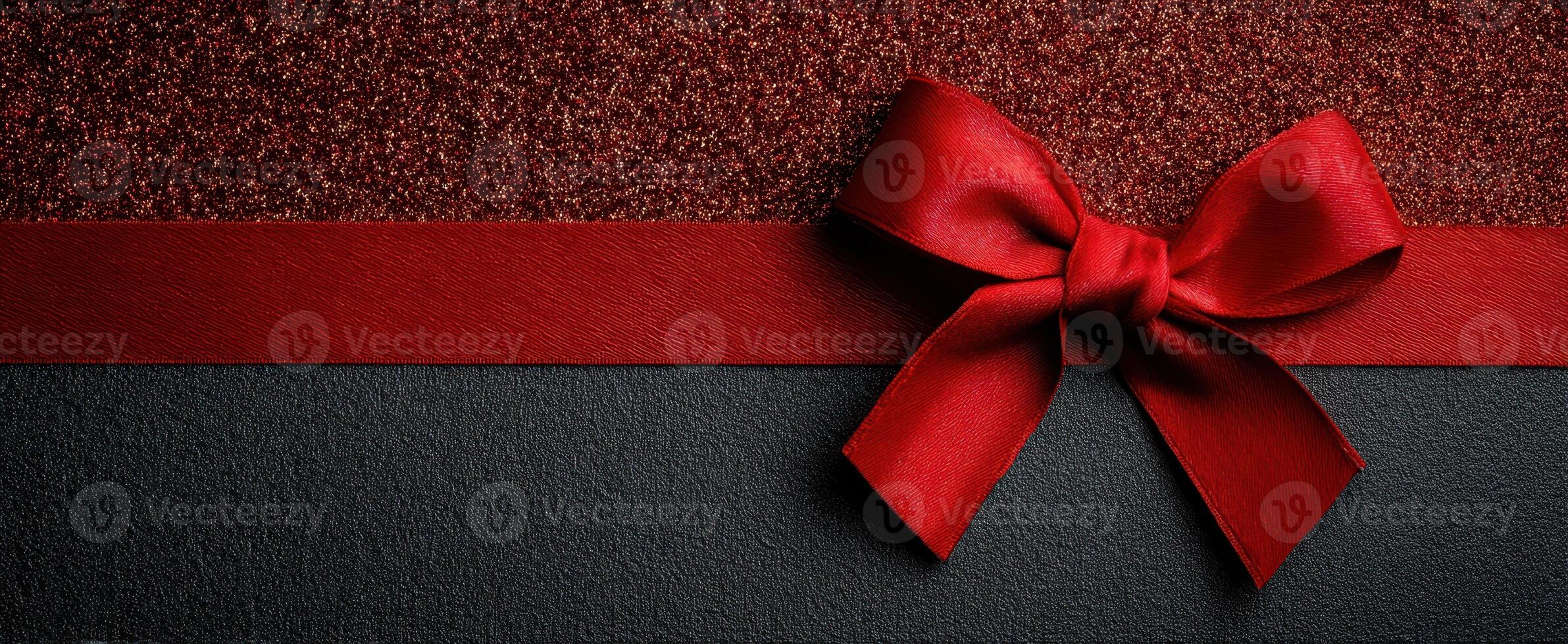 The Elegant Red Bow on a Luxurious Gift Box Background photo