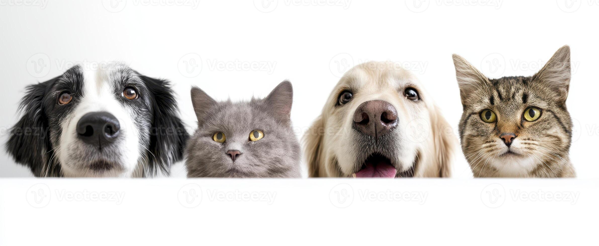 The adorable faces of furry companions displaying diverse emotions and charm. photo