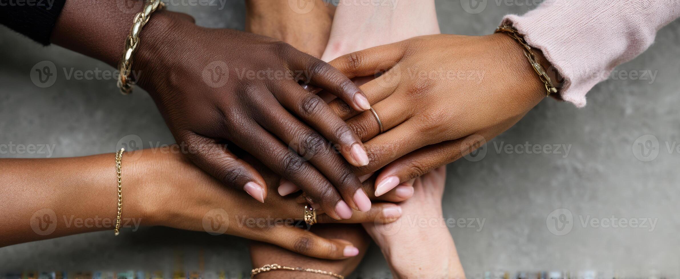 The Unity of Hands Signifying Strength and Togetherness in Diversity photo