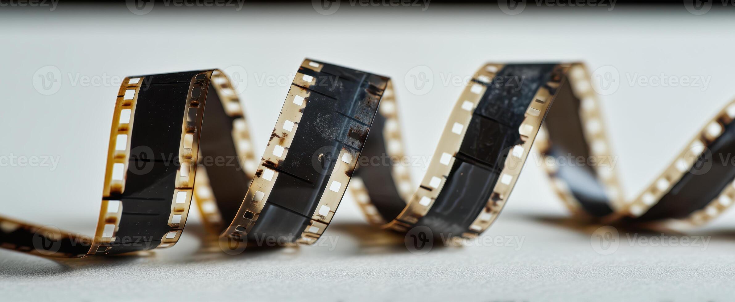 The intricate design of a vintage film strip flowing gracefully. photo