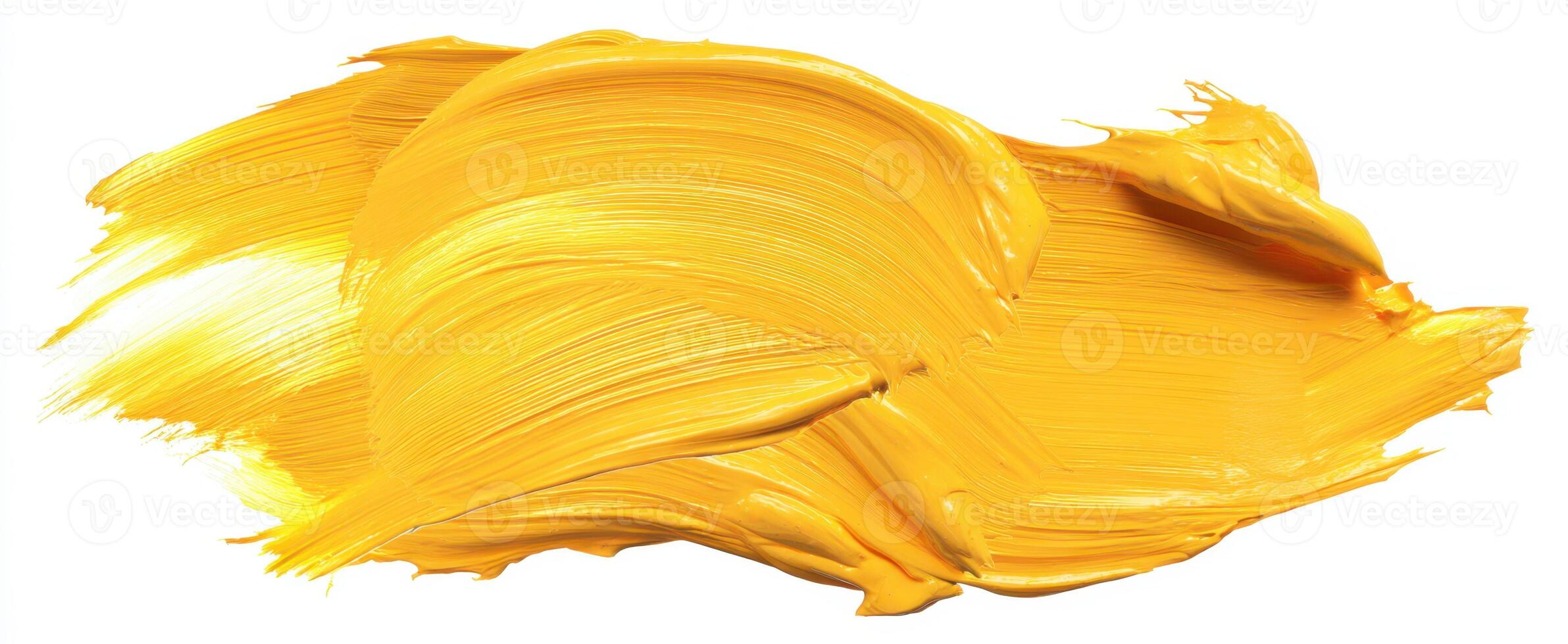 The vibrant yellow paint stroke highlighting artistic creativity and expression. photo