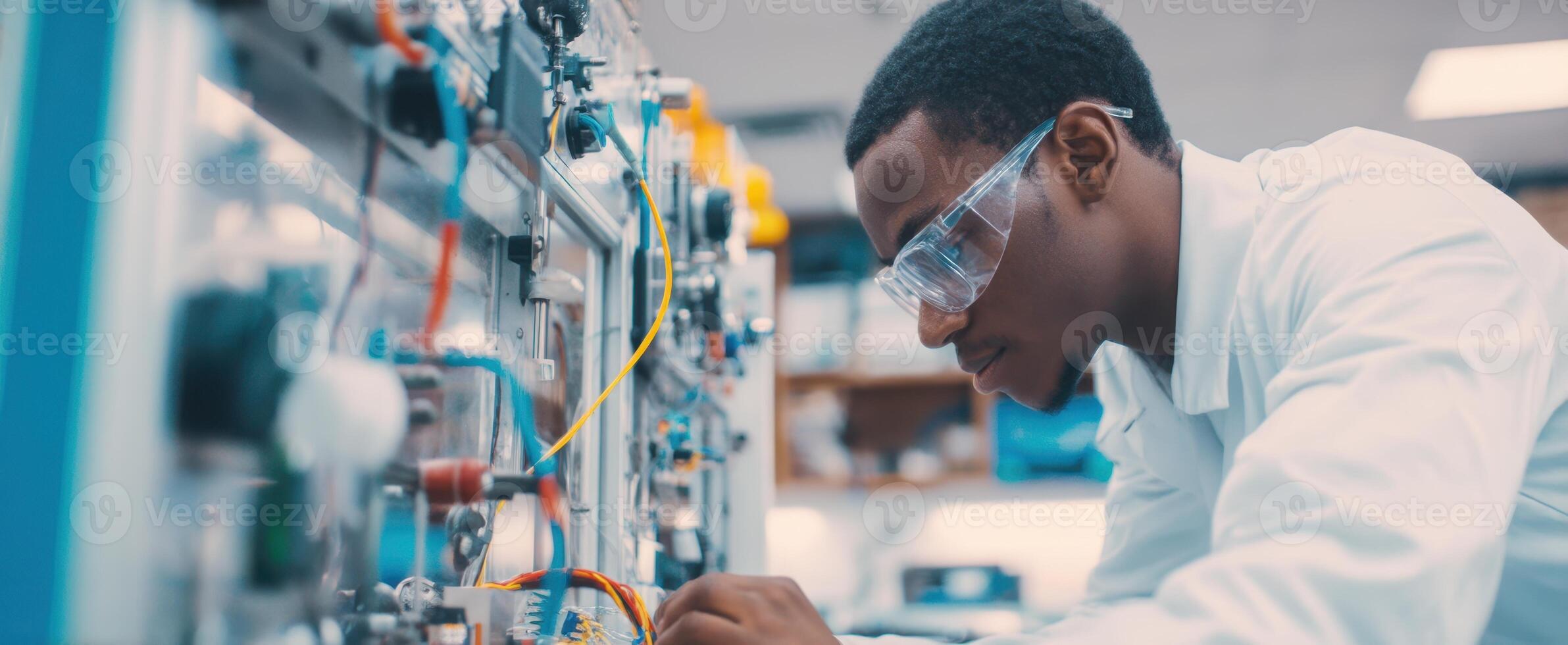 The technician working diligently in a modern research laboratory setting. photo