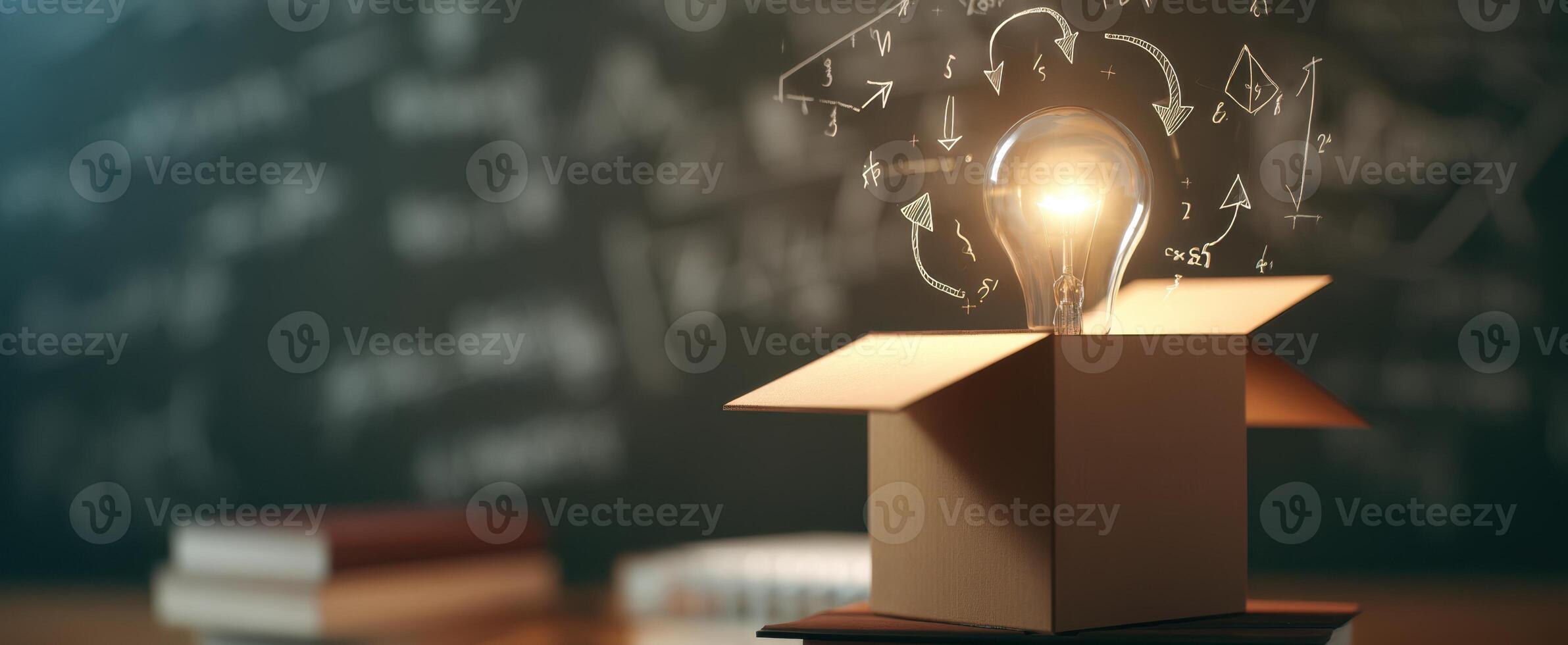 The Lightbulb Emerging from a Box Symbolizing New Ideas and Innovation photo