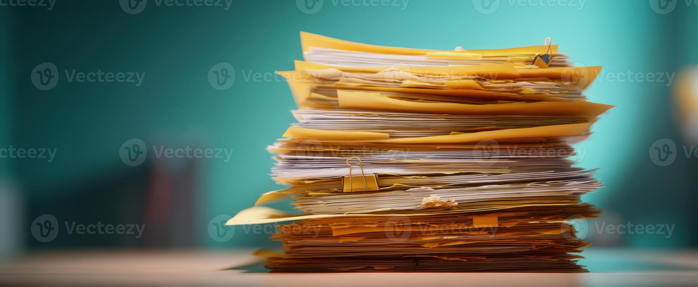 The Stacked Folders Representing Organizational Challenges in an Office Environment photo