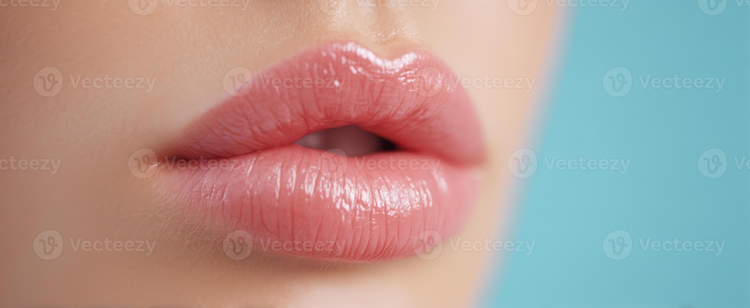 The Lips Highlighting Radiant Beauty in a Close-Up Portrait photo