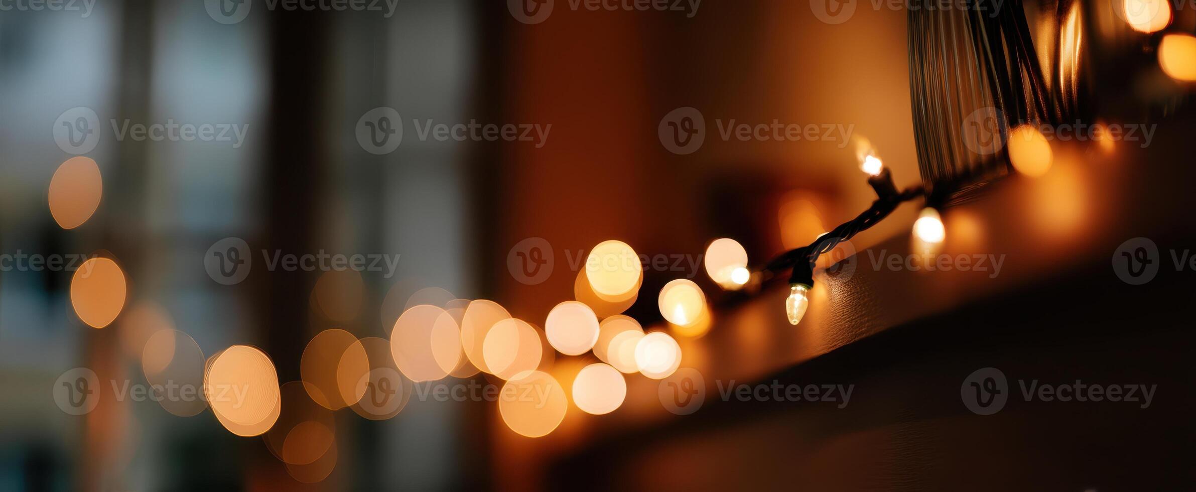 The Warm Glow of Decorative String Lights Enhancing Home Ambiance photo