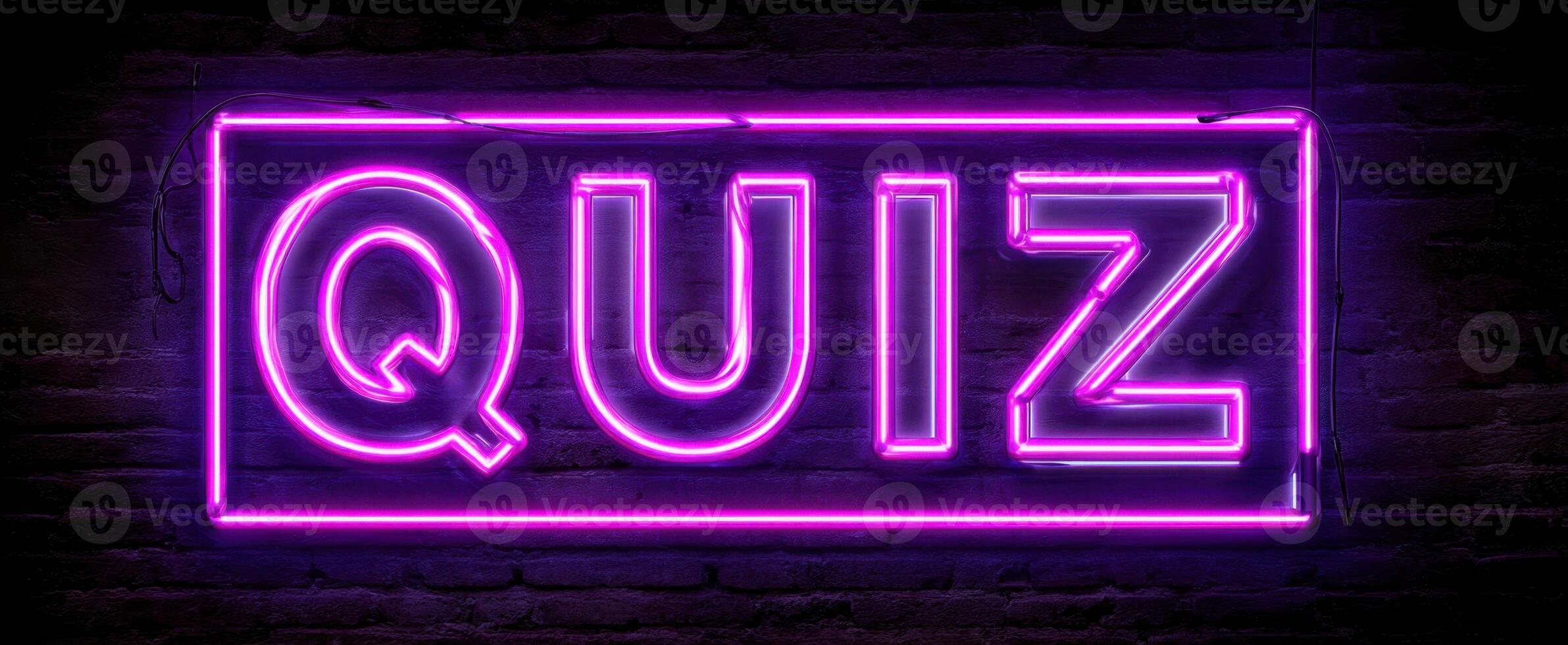 The Neon Quiz Sign Illuminating a Playful Atmosphere for Fun Nights photo