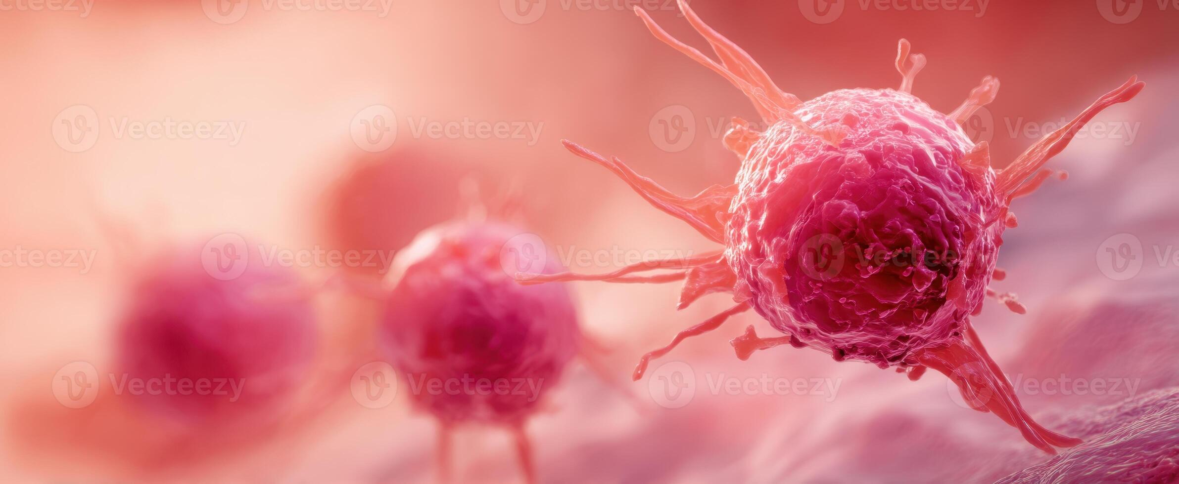 The close-up view of cancer cells in a colorful scientific illustration. photo