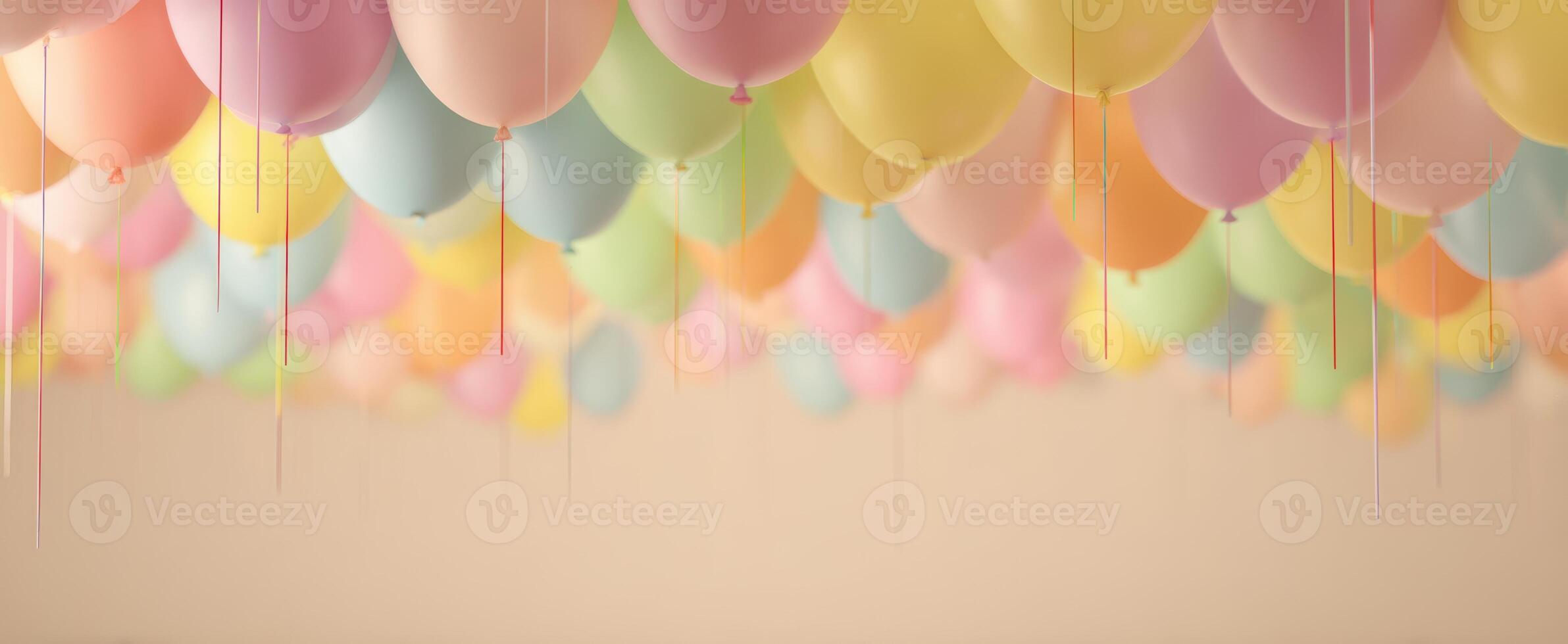 The vibrant array of colorful balloons hanging for a festive celebration. photo