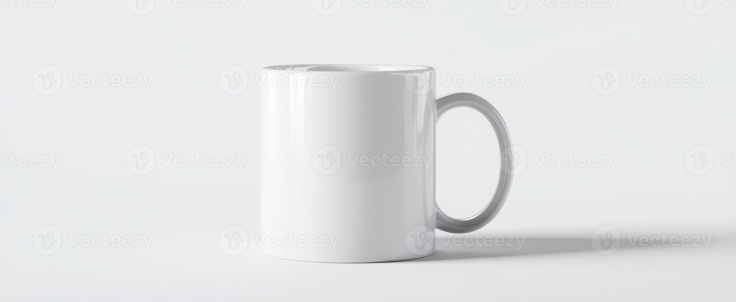 The minimalist white mug perfect for coffee or tea branding and design. photo
