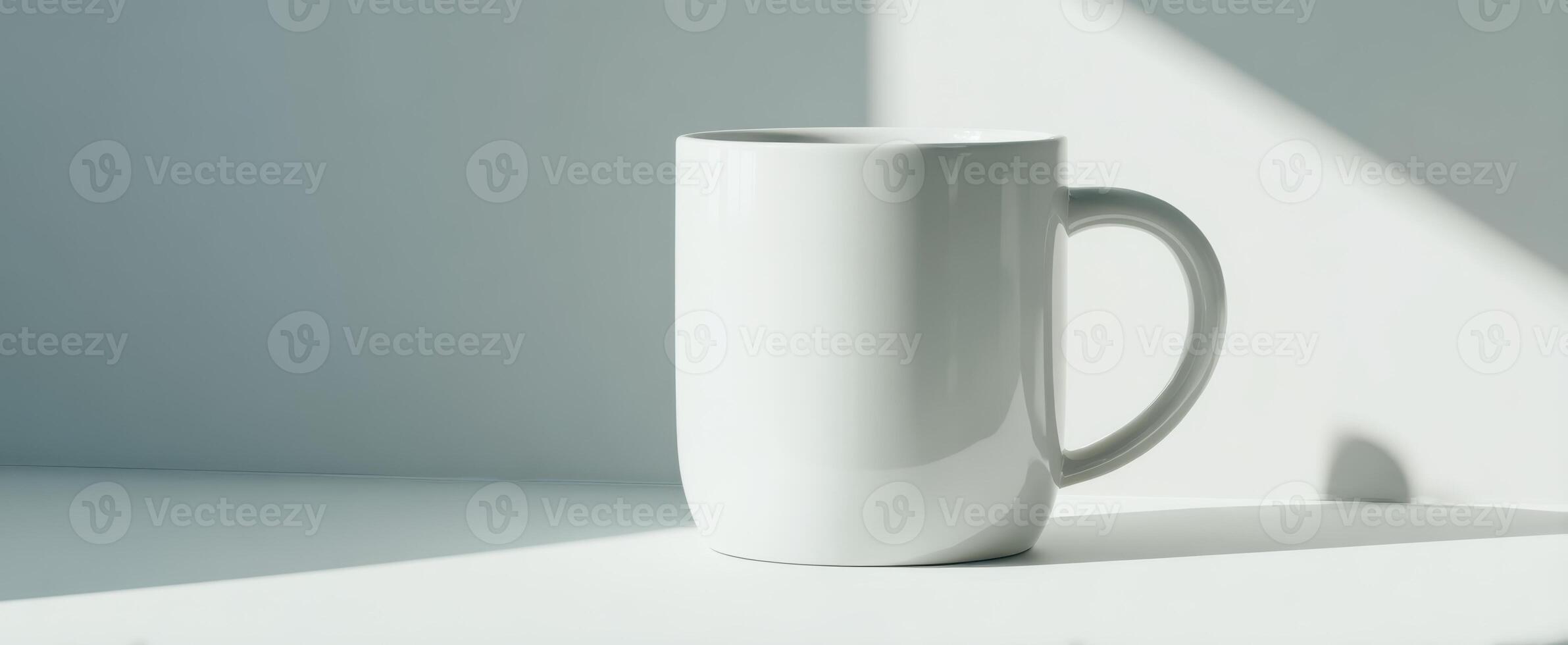 The Minimalist White Mug on a Sunlit Surface photo