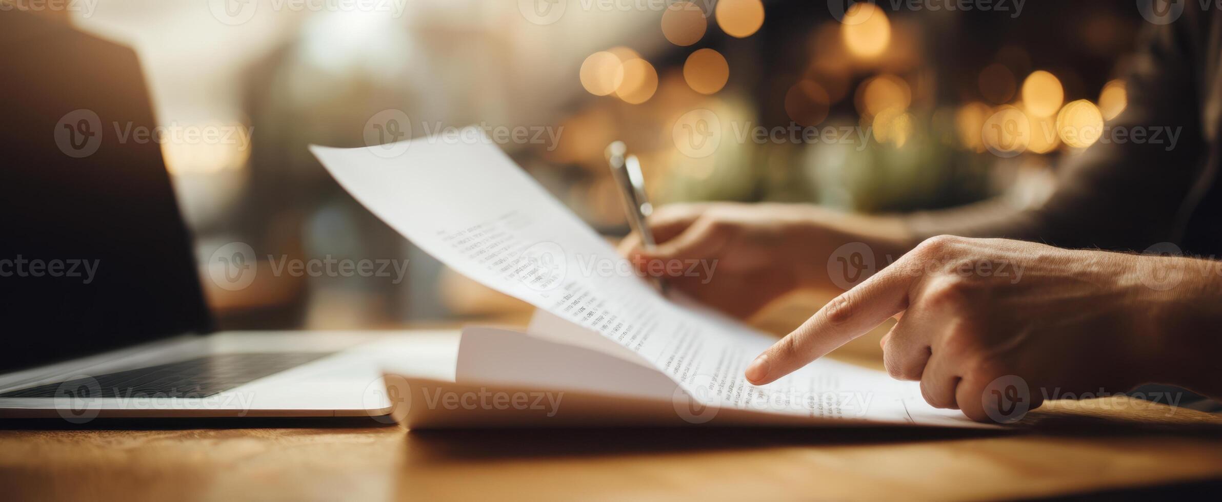 The Professional Reviewing Important Documents at a Modern Workspace photo