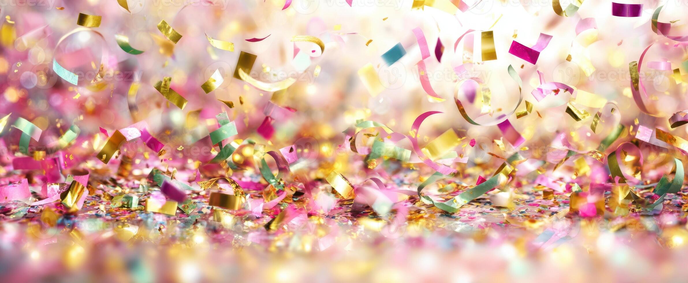 The colorful confetti creating a festive and joyful celebration atmosphere. photo