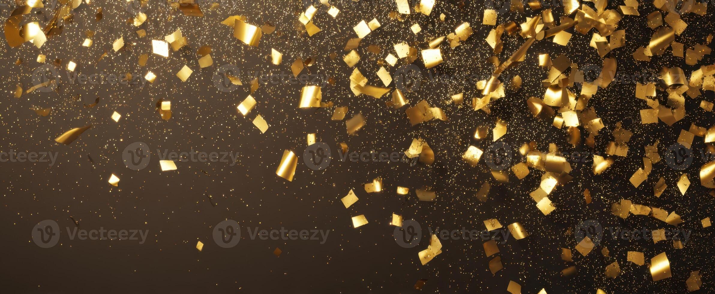 The shimmering cascade of golden confetti creating a festive atmosphere photo