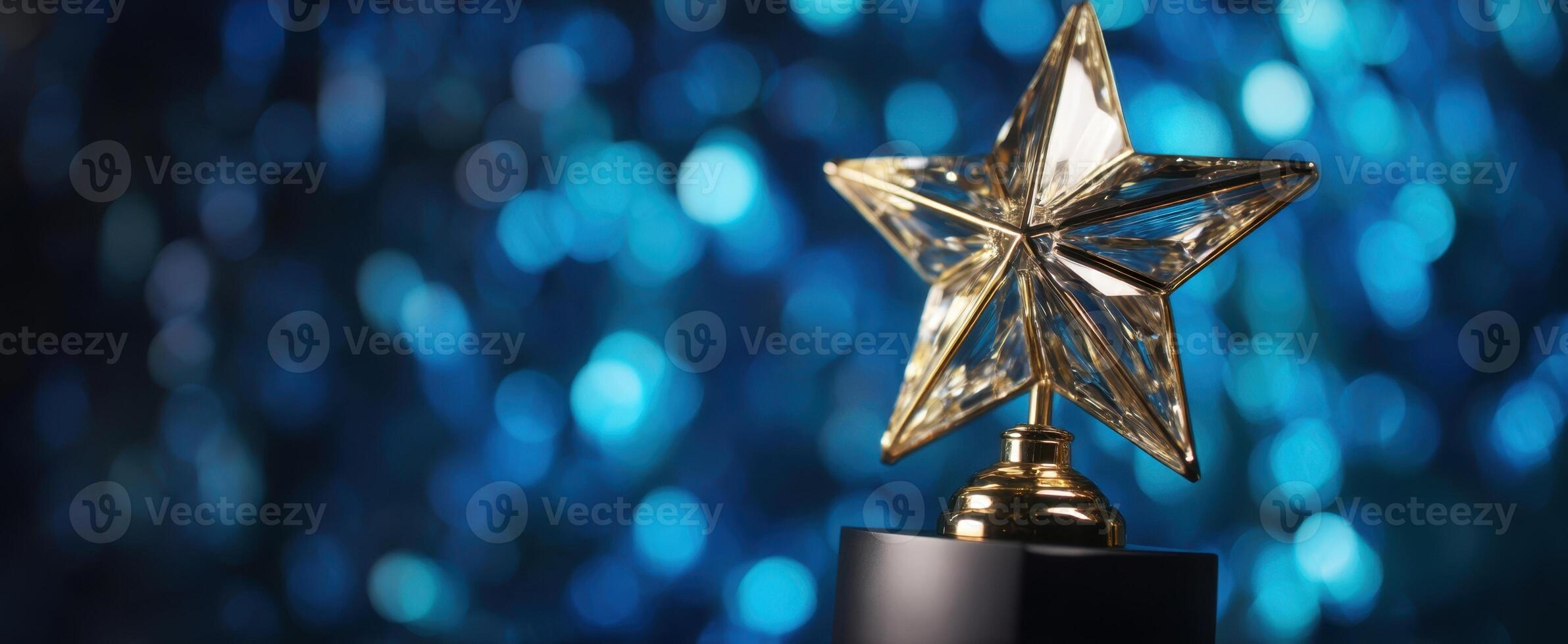 The Shining Star Trophy on a Sparkling Blue Background photo