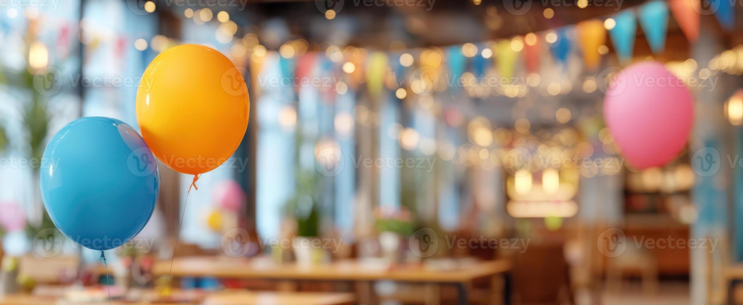 The colorful balloons adding cheer to a festive party atmosphere. photo