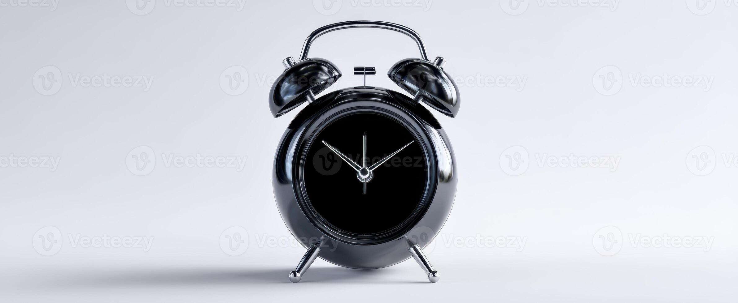 The black alarm clock symbolizing punctuality and timeless elegance in modern design. photo