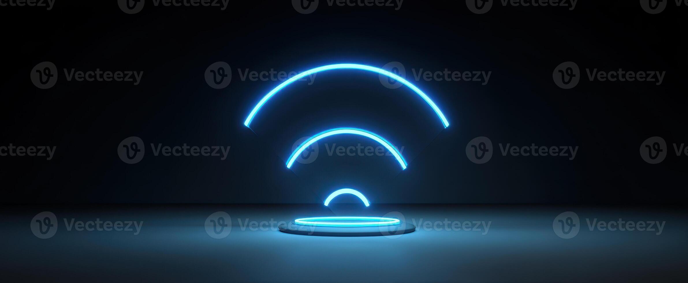 The glowing wireless signal icon with a modern, minimalist design. photo