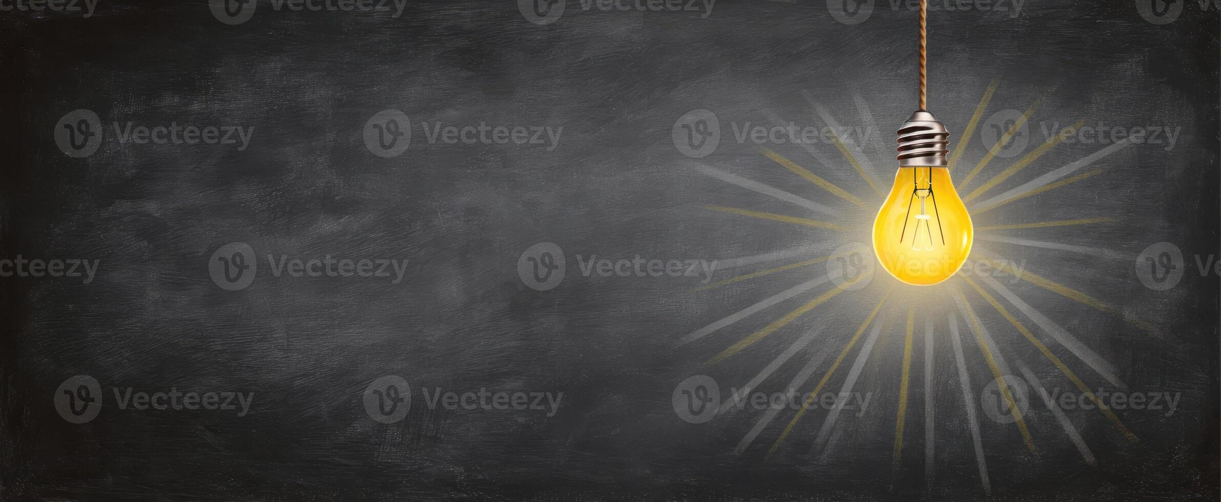 The Bright Light Bulb Illuminating a Creative Space Against a Dark Background photo