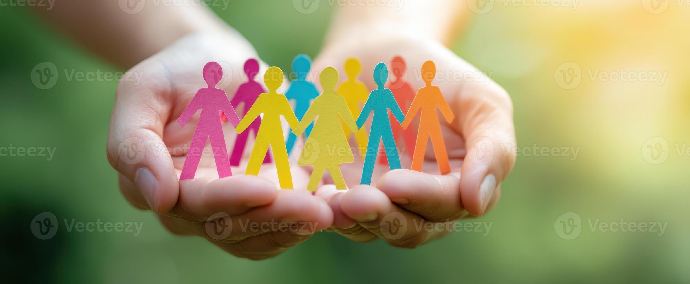 The Colorful Paper Figures Symbolizing Unity and Togetherness in Caring Hands photo