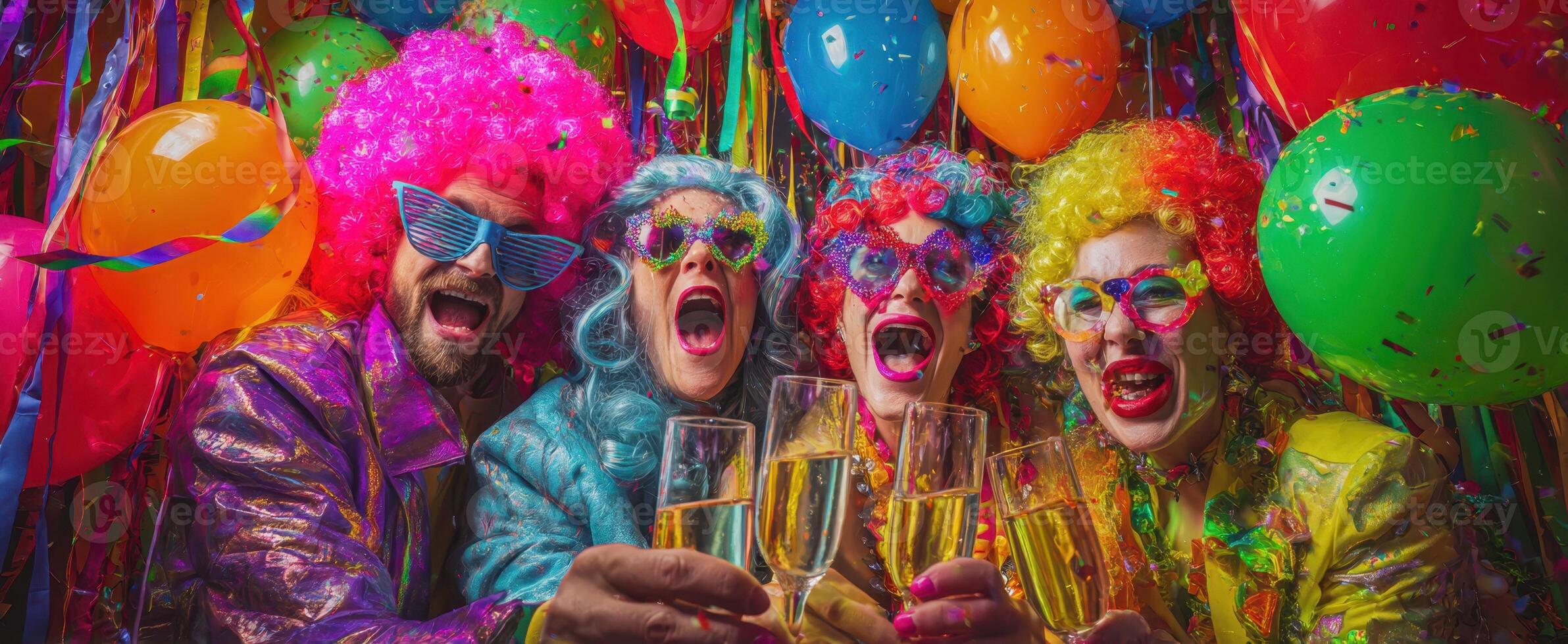 The Colorful Clowns Toasting at a Joyful Celebration Party photo