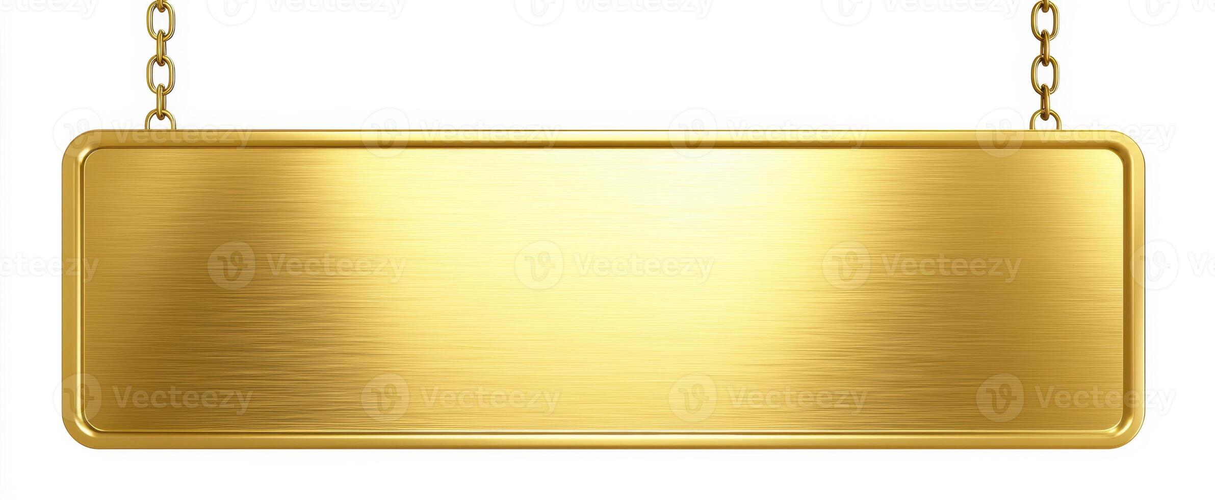 The Blank Gold Sign Hanging Elegantly for Customization and Display photo
